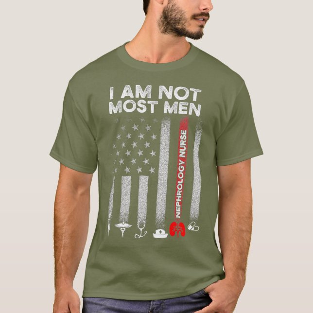 Nefrologi Nurse Manar USA flagga Dialys Sjuksköter T Shirt (Framsida)