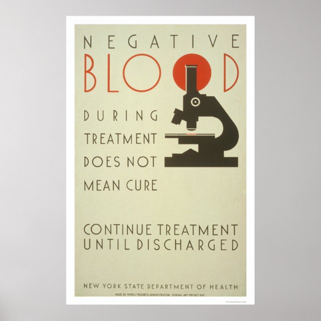 Negativ blodbehandling 1939 WPA Poster (Framsidan)
