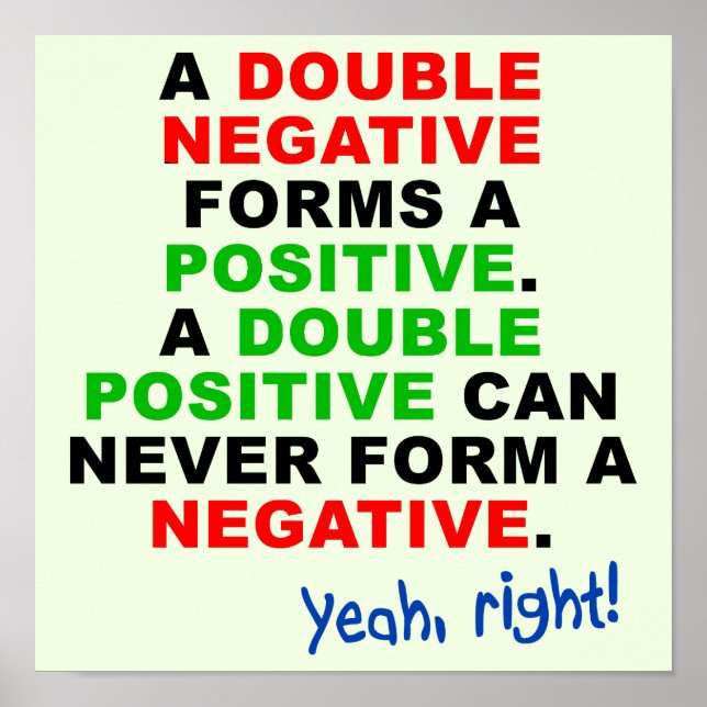 Negativ positiv dubbla Poster tecken (Framsidan)