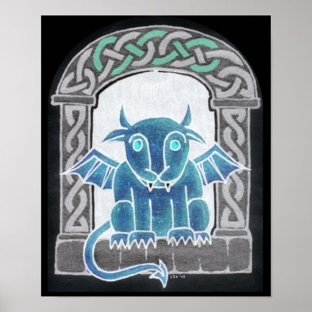 Negativ utskrift av Celtic Gargoyle Poster (Framsidan)
