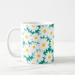 Negativa Daisy, vit gult på grönt Kaffemugg