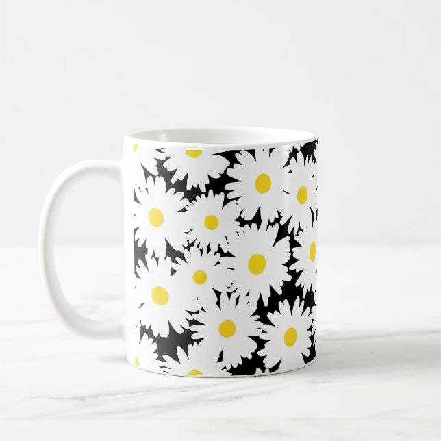 Negativa Daisy vit gult på svart Kaffemugg (Vänster)