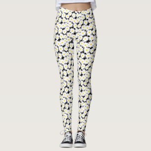 Negativa Daisy vit gult på svart Leggings