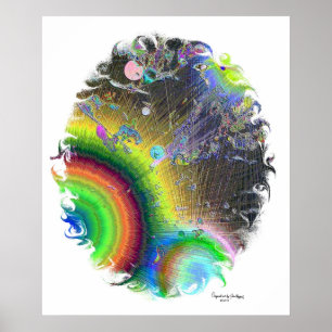 Negativa Enamel Sunburst Oval Ram, Art Namntecknin Poster