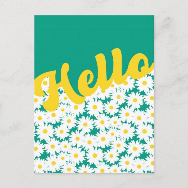 Negativa Tuschblommor Hej Tänker På Dig Vykort (Framsida)