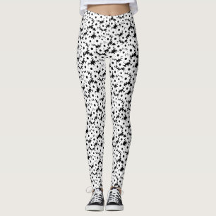 Negativt blanksteg, vit Daisy på svart Leggings