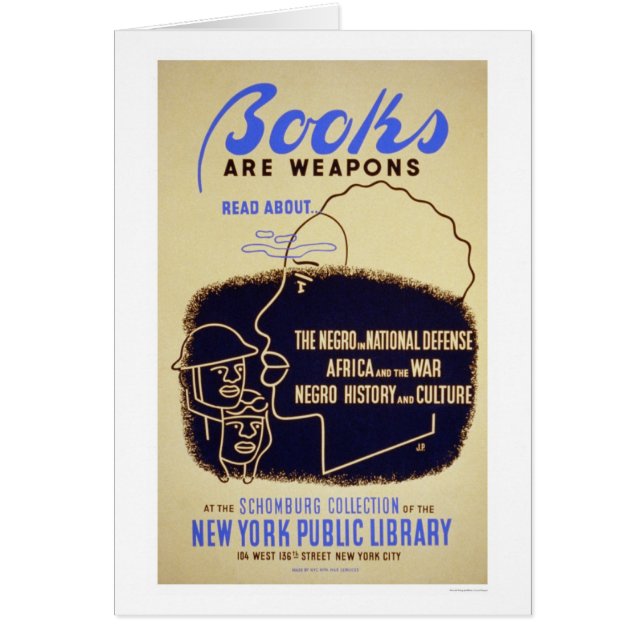 Neger- afrika WWII 1943 WPA för bokar Hälsningskort (Framsidan)