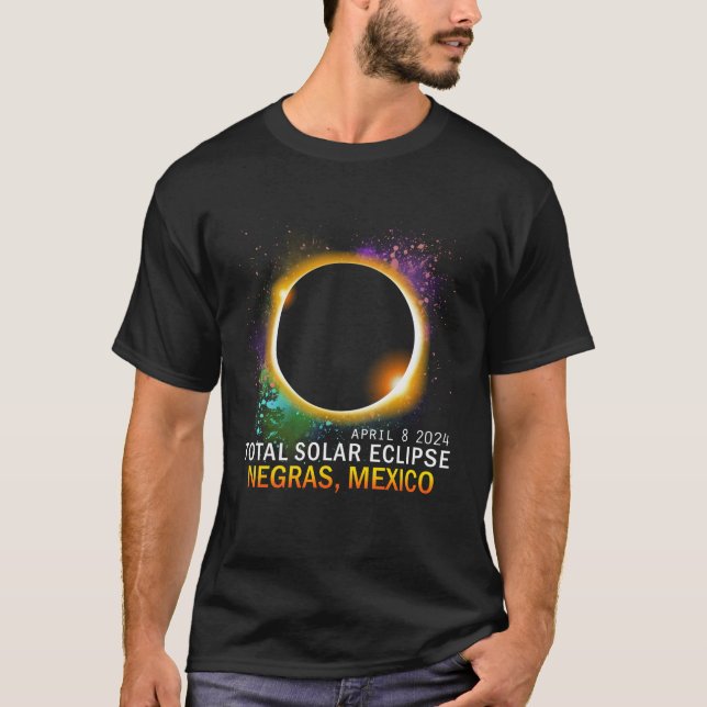 Negras Mexico Total Solar Eclipse 2024 T Shirt (Framsida)