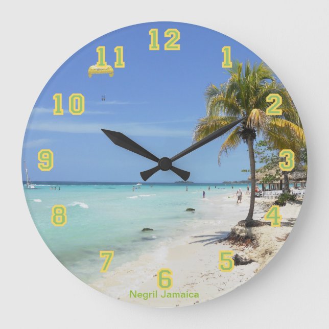 Negril Beach Jamaica Clock Stor Klocka (Framsida)