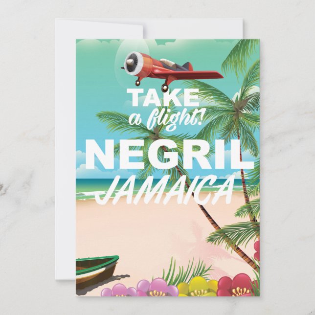 Negril Beach Jamaica vintage resemaffisch (Framsida)