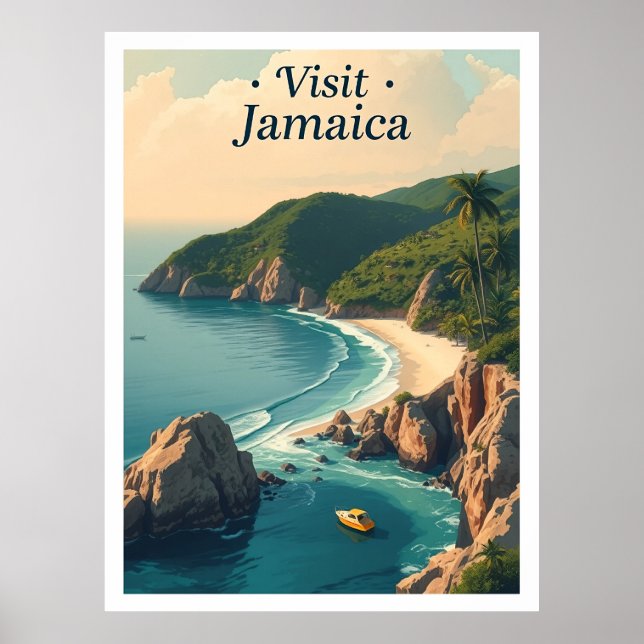 Negril Beach, Jamaica vintage reseskildring Poster (Framsidan)