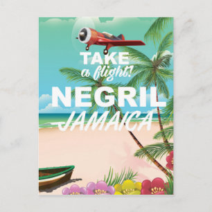 Negril Beach Jamaica vintage resor poster Vykort
