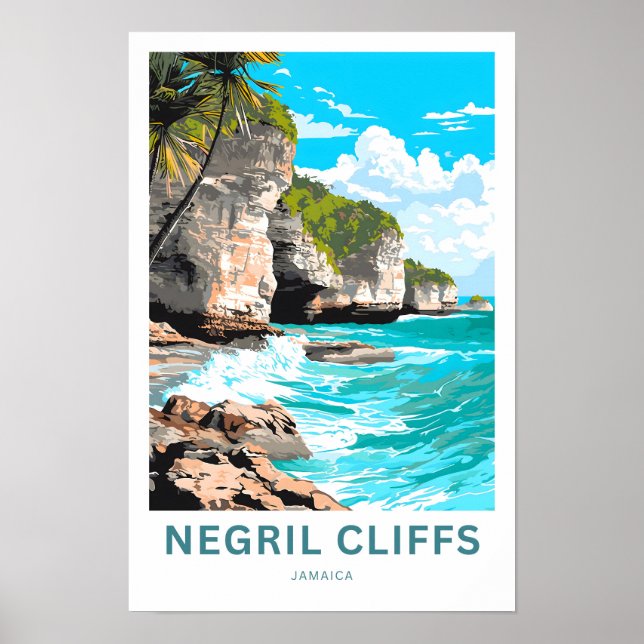 Negril Cliffs Jamaica Travel Poster (Framsidan)