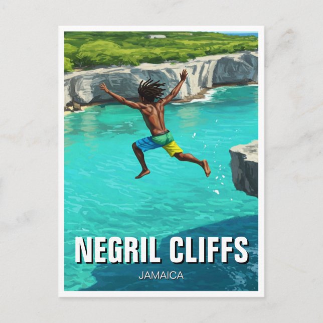 Negril Cliffs Jamaica Travel Vykort (Framsida)