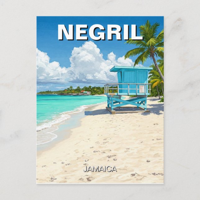 Negril Jamaica Beach Lifeguard Shack Vykort (Framsida)