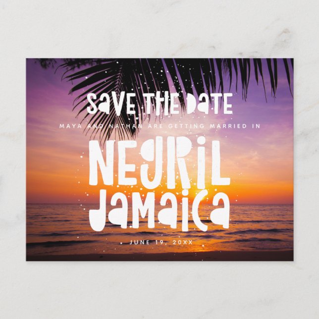 Negril Jamaica Beach Wedding Datumet Meddelande Vykort (Framsida)