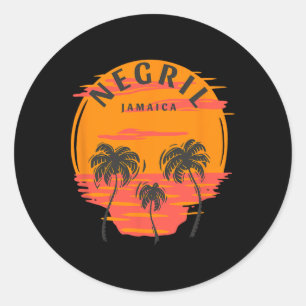 Negril Jamaica Palmträd Solnedgång Skalle Strand S Runt Klistermärke
