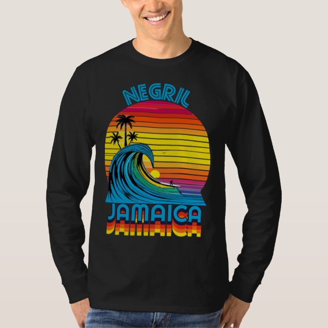 Negril Jamaica Retro Throwback Surf & Beach Souven T Shirt (Framsida)