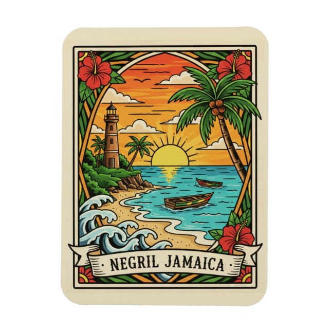 Negril Jamaica Strand Magnet (Vertikal)