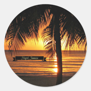 Negril, Jamaica sunset, vackert foto, Runt Klistermärke
