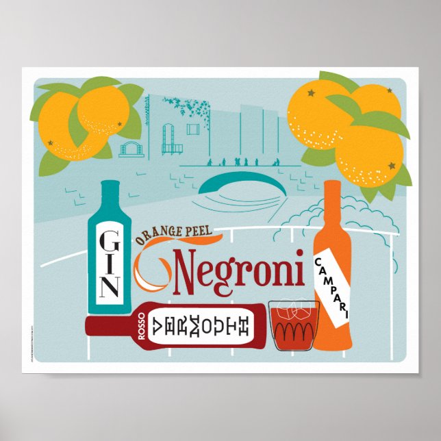 Negroni Citrus Cocktail Poster (Framsidan)