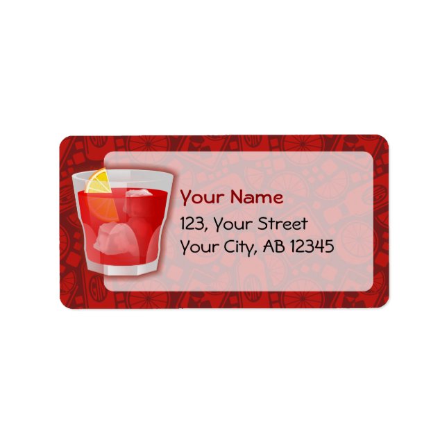 Negroni Cocktail Adressetikett (Framsidan)