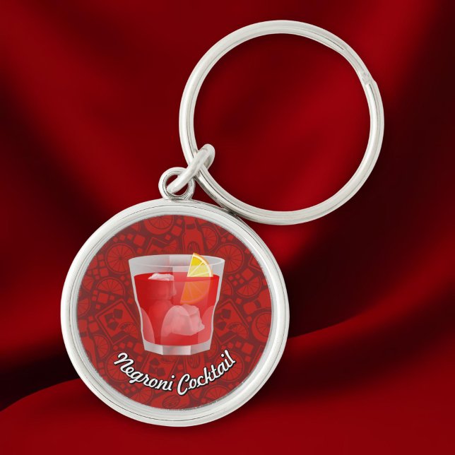 Negroni Cocktail Rund Silverfärgad Nyckelring (Skapare uppladdad)