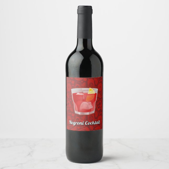 Negroni Cocktail Vinflaska Etikett (Framsida)