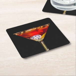 Negroni i konstexponeringsglas underlägg papper kvadrat