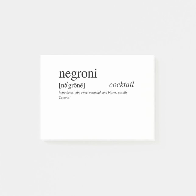 Negroni - Italiens favoritcocktail Post-it Block (Framsida)