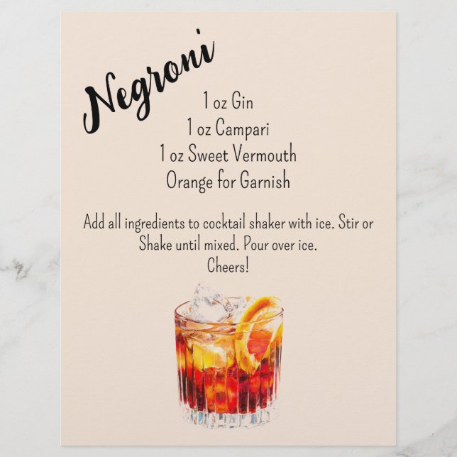 Negroni Pub Cart-tecken (Framsida)