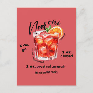 Negroni Recipe Cocktail Pub Kitchen Art Vykort