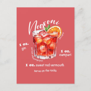Negroni Recipe Cocktail Pub Kitchen Art Vykort