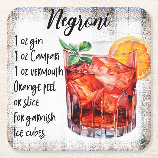 Negroni Underlägg Papper Kvadrat (Framsidan)