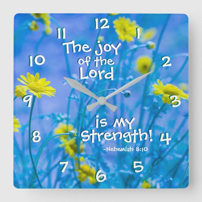 Nehemiah 8:10 Herren är min styrka Fyrkantig Klocka (Framsida)