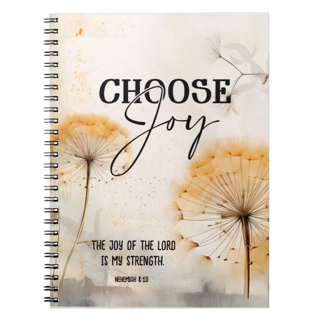 Nehemiah 8:10 Joy of the Lord Bible Dandelion Anteckningsbok (Framsidan)