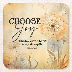 Nehemiah 8:10 Joy of the Lord Bible Dandelion Underlägg Papper Kvadrat
