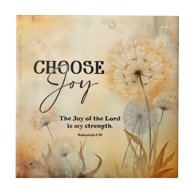Nehemiah 8:10 Joy of the Lord Bible Verse Flowers Kakelplatta (Framsidan)