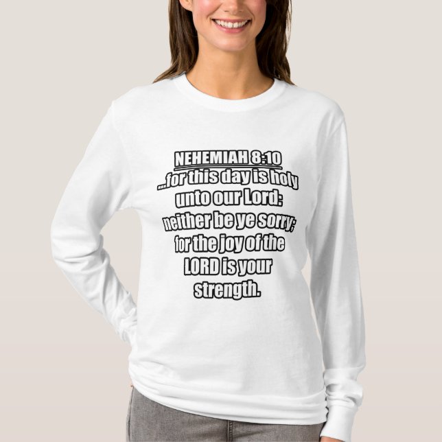 Nehemiah 8:10 KJV Bible Verse T Shirt (Framsida)