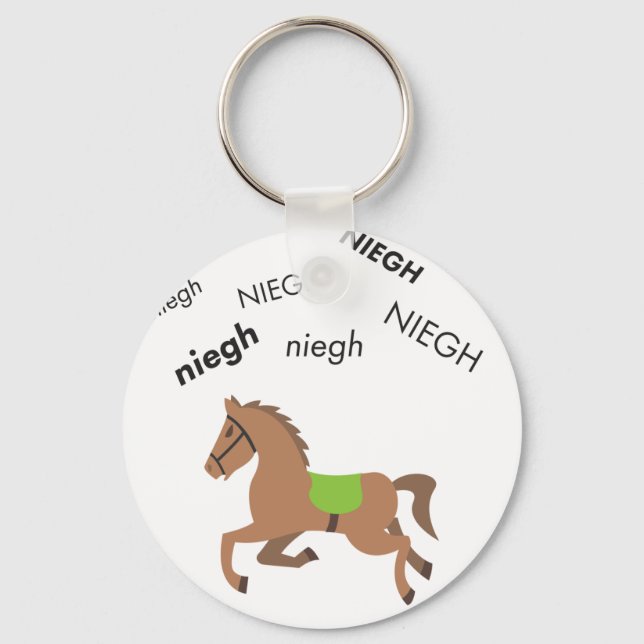 Neigh Horse Cute Emoji Nyckelring (Framsida)