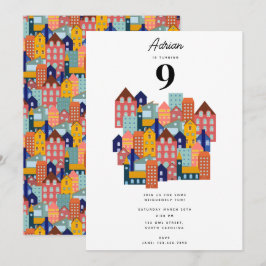 Neighborhood Block Party Kids Birthday Inbjudningar