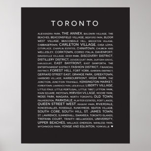 Neighbourhoods av den svartvita Toronto affischen Poster