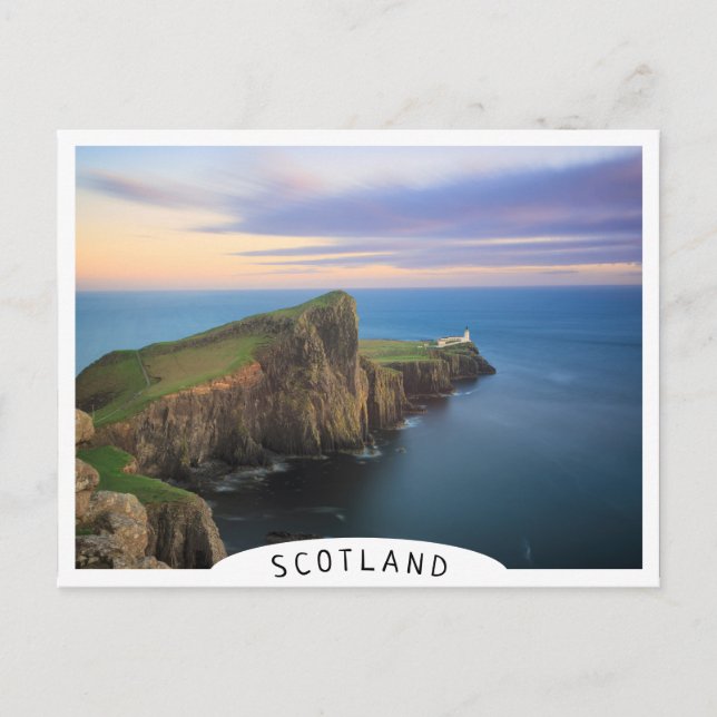 Neist point fyr på Skye vid solnedgång Vykort (Framsida)