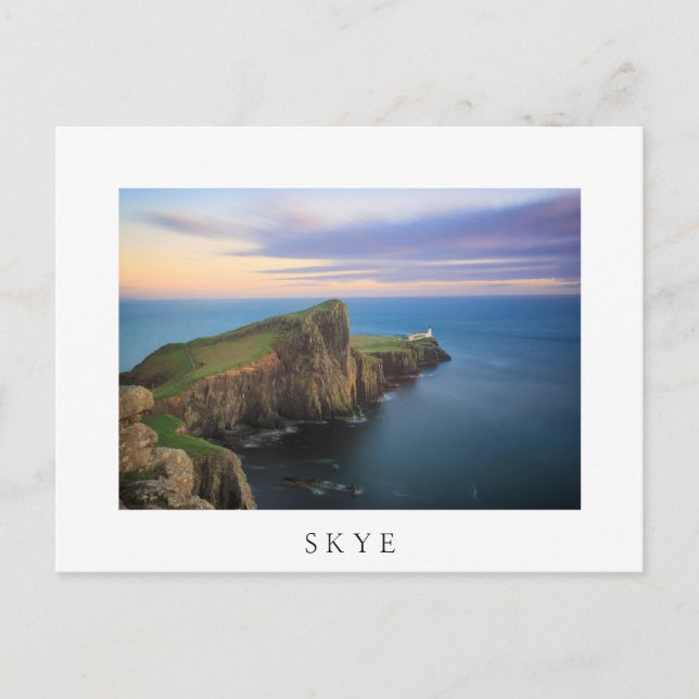 Neist point fyr på Skye vid solnedgång Vykort (Framsida)