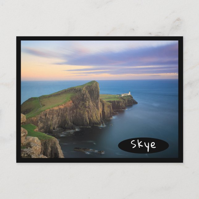 Neist point fyr på Skye vid solnedgång Vykort (Framsida)
