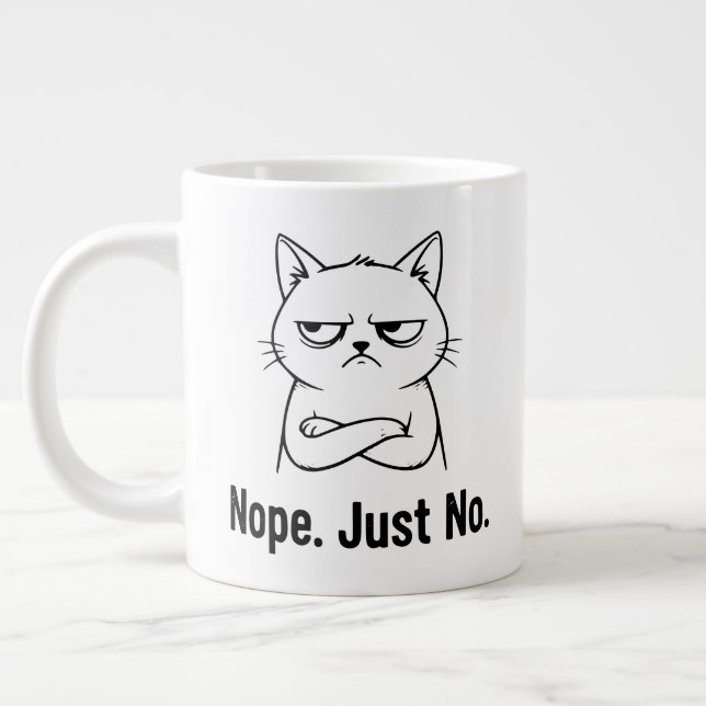 Nej Bara Nej Katt – Rolig Kaffekopp för Kattälskar Jumbo Mugg (Vänster)