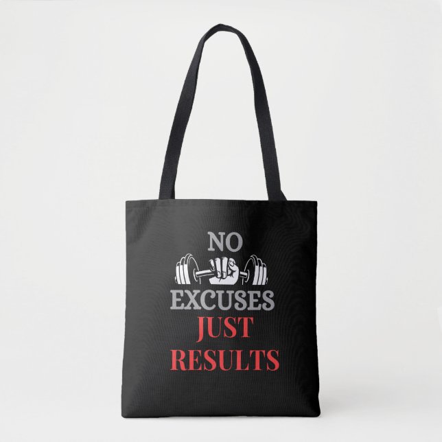 Nej, bara Results-Motivational Gym Tote Bag Tygkasse (Framsida)