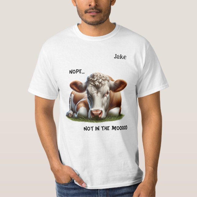 "Nej.." Cow Pun Anpassade Manar T Shirt (Framsida)