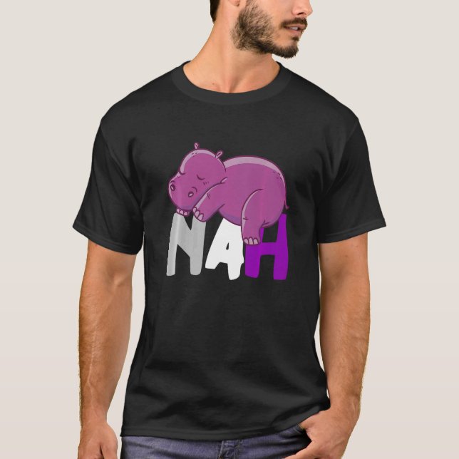 Nej Cute Hippo Sov Asexuality Ace Animal Asexuellt T Shirt (Framsida)