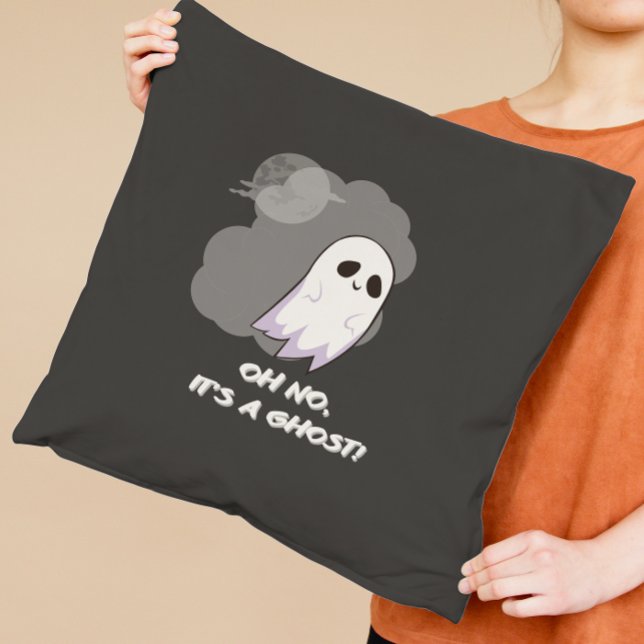 Nej, det är ett spöke! Cute lustik svart Halloween Kudde (Skapare uppladdad)